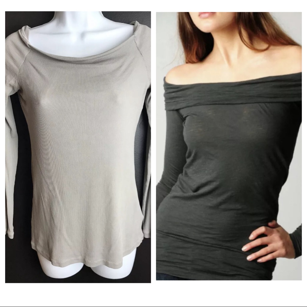 James Perse Off The Shoulder Ribbed Top Blouse